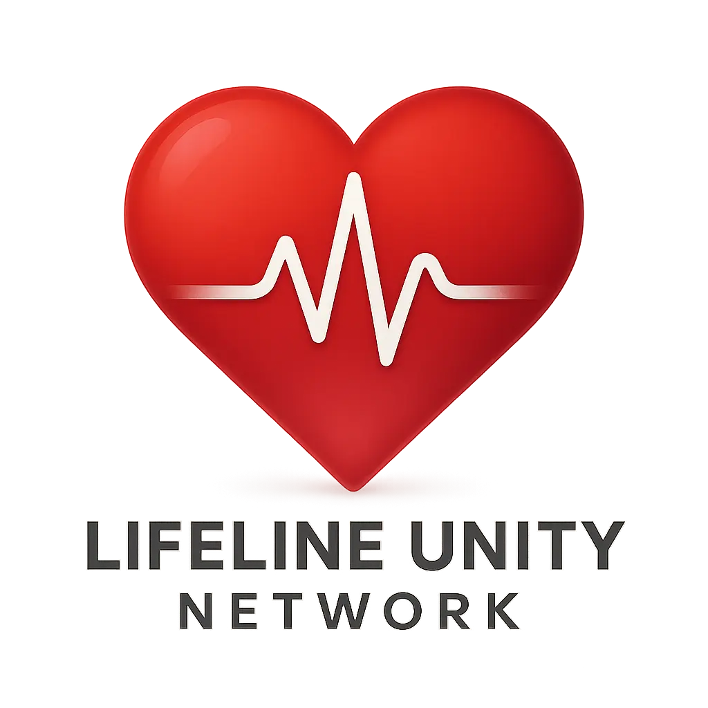 Bold red Heart Logo template with pulse line and text