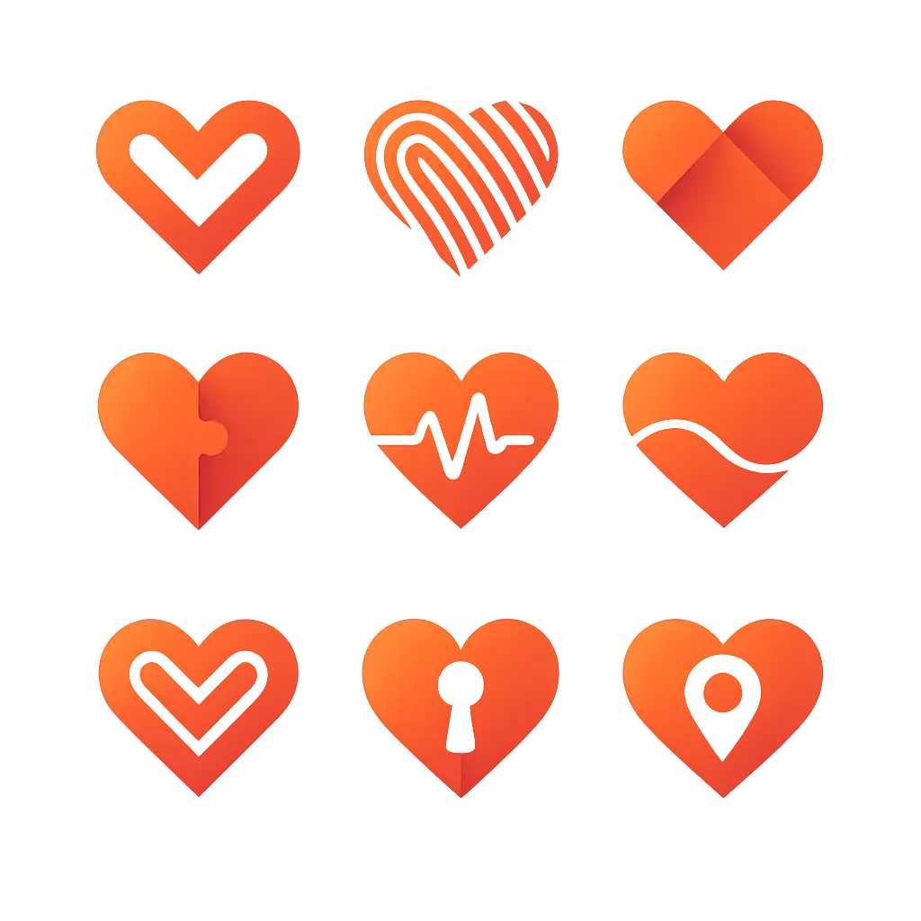 Heart Logo template with nine geometric gradient designs