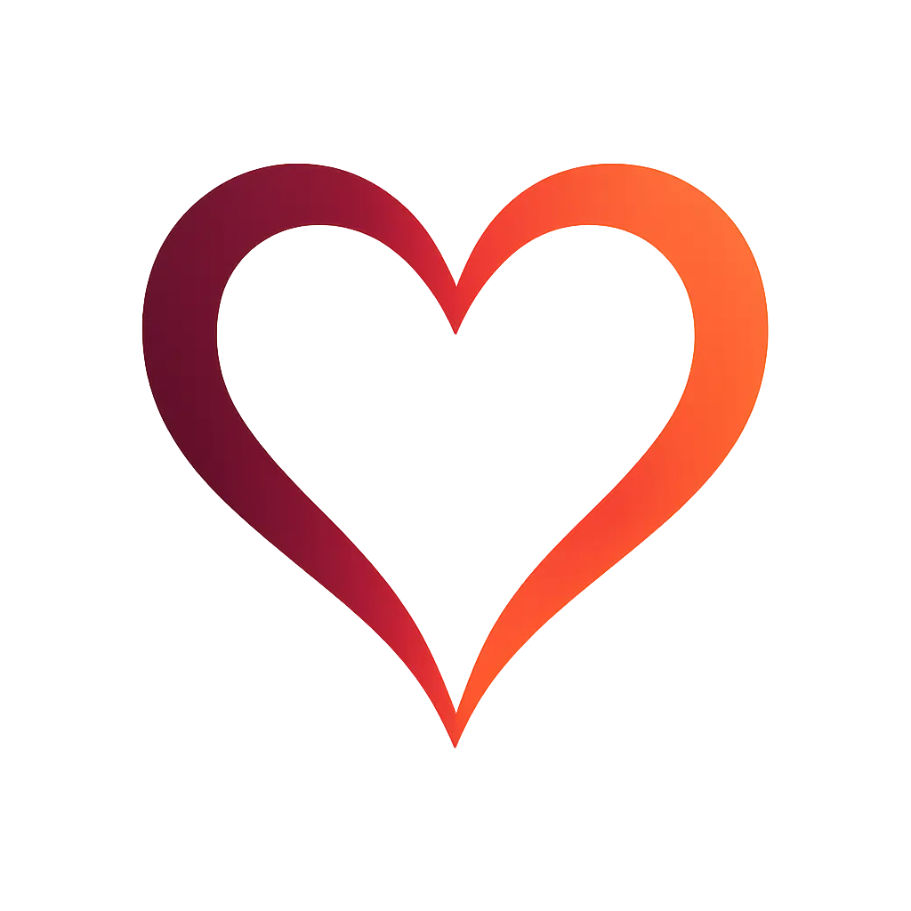 Gradient heart logo template with minimalist curved strokes