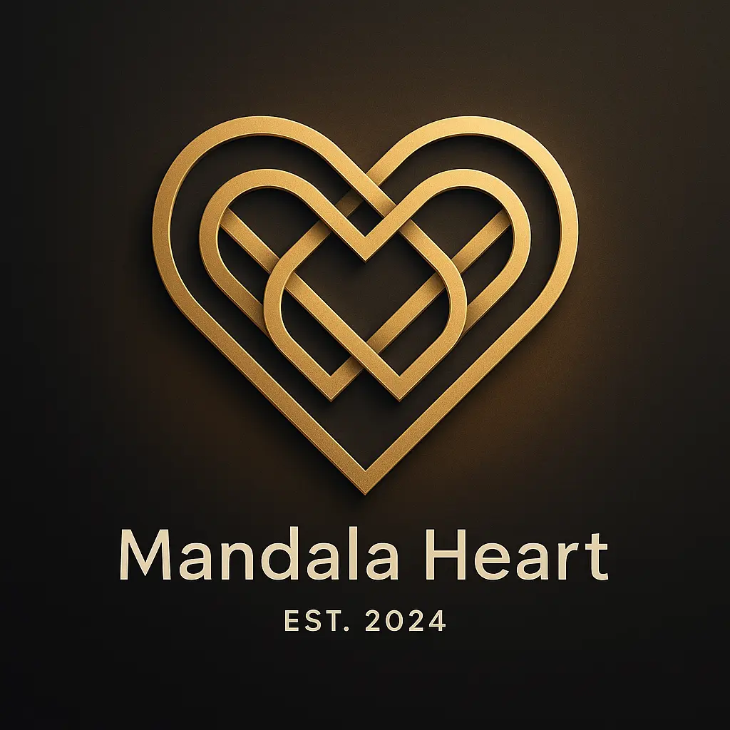 Heart Logo template with golden geometric knot and modern typography