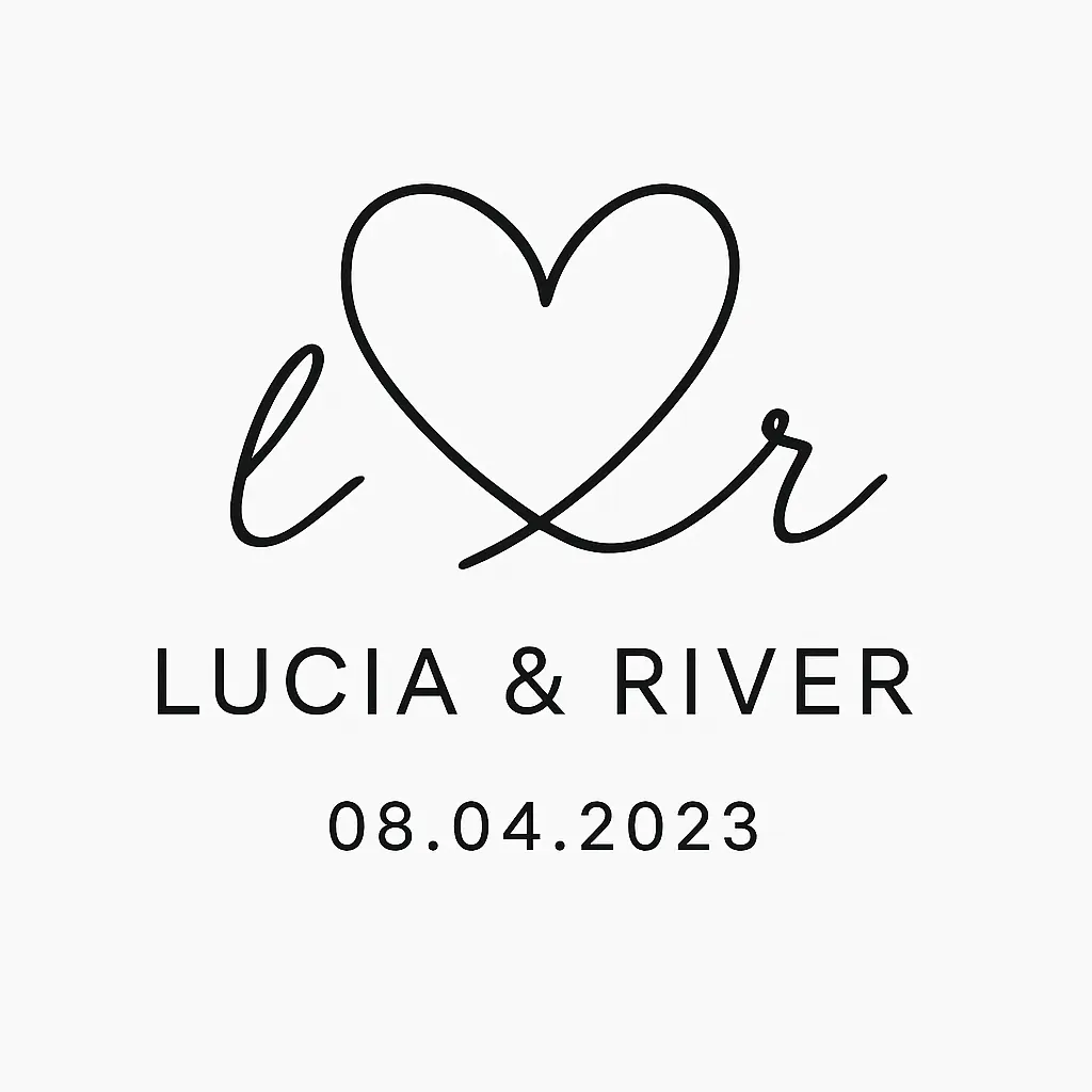 Minimalist Heart Logo template with initials and date