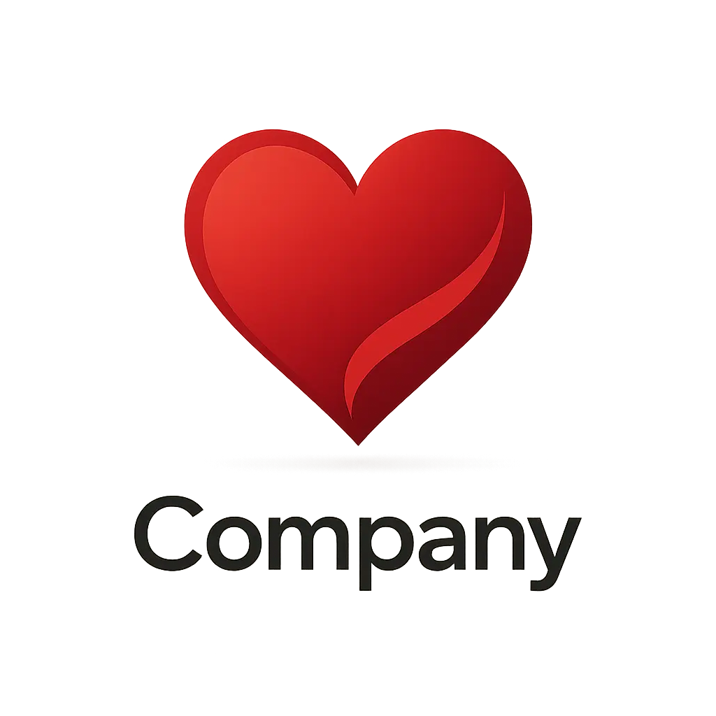 Heart Logo template with smooth red heart and modern text