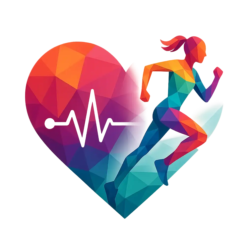 Colorful Heart Logo template with runner and heartbeat line