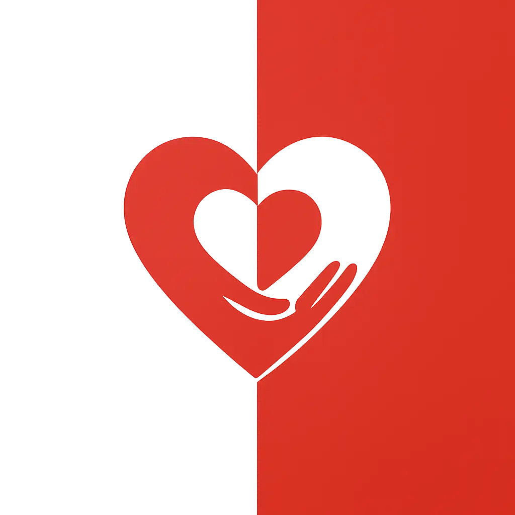 Minimalist Heart Logo template with nurturing hand motif
