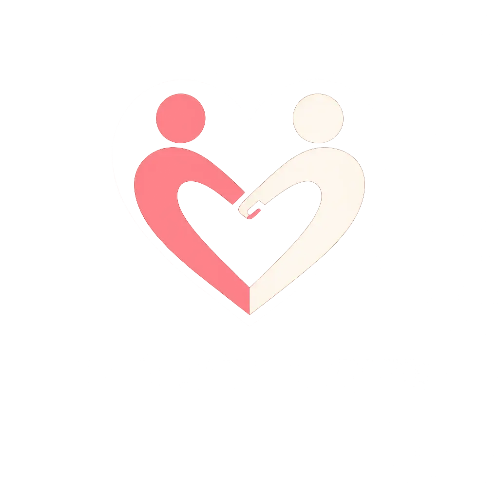 Heart Logo template with intertwined figures in pink and white