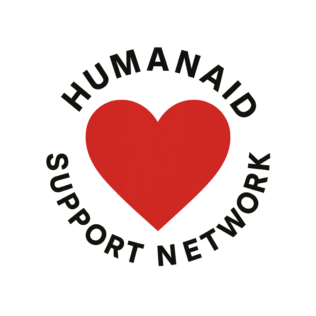 Minimal red Heart Logo template with circular support text