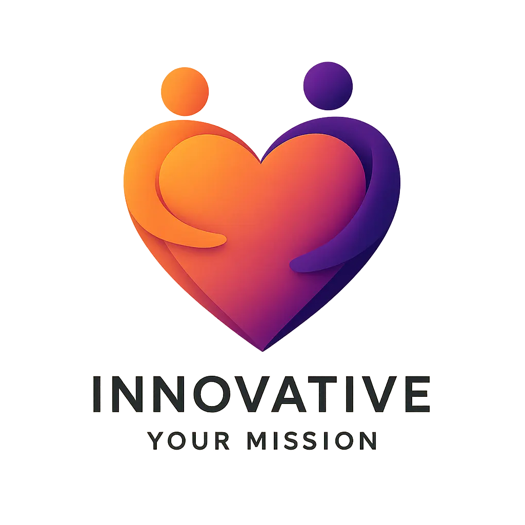 Heart Logo template with abstract figures hugging a gradient heart