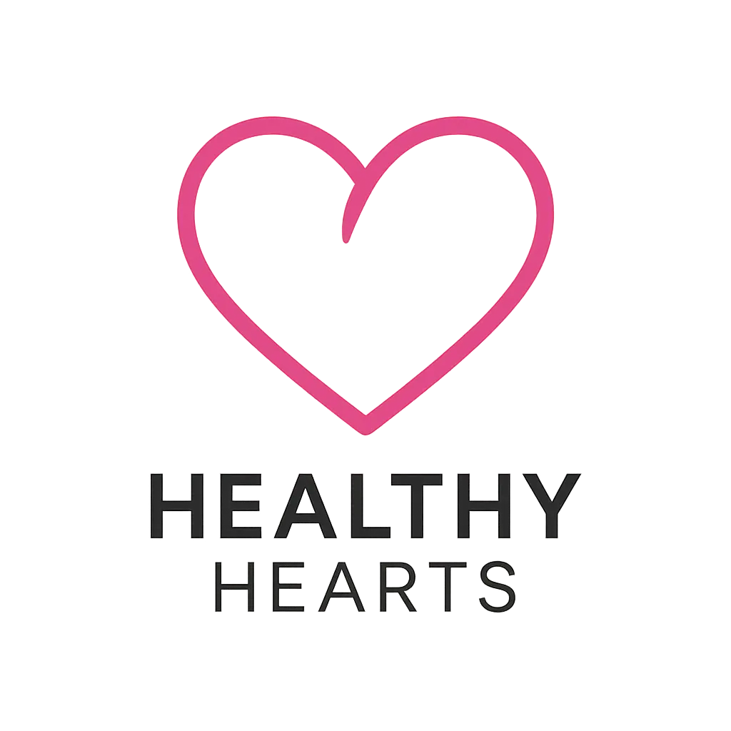 Heart Logo template with intertwined geometric heart and 'HEALTHY HEARTS' text