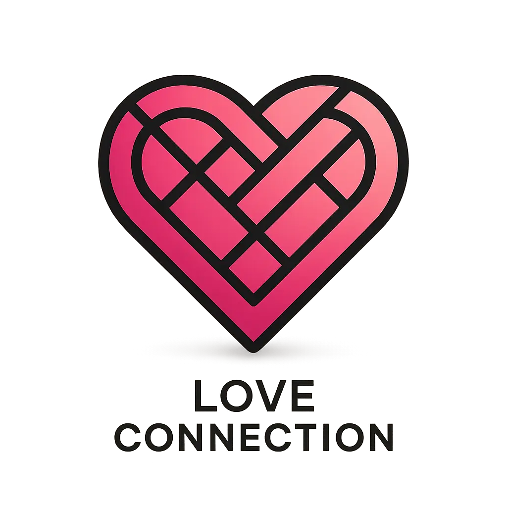 Heart Logo template with geometric interlocking patterns in pink
