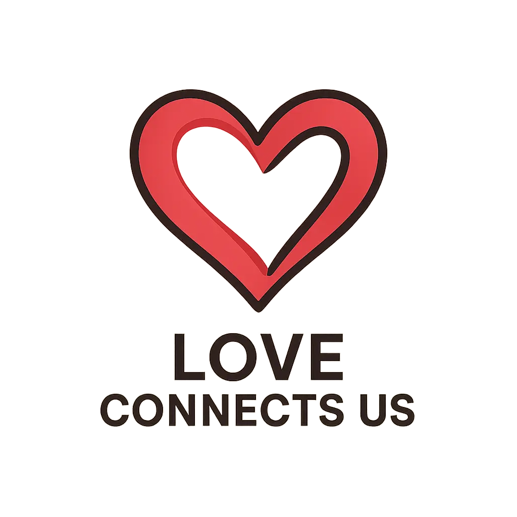 Heart Logo template with dynamic red heart and bold text 'LOVE CONNECTS US'