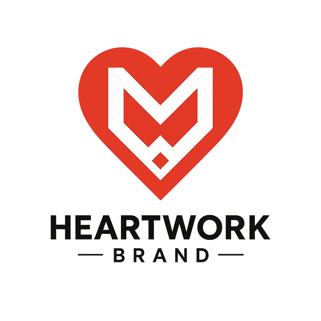 Geometric red Heart Logo template with modern typography