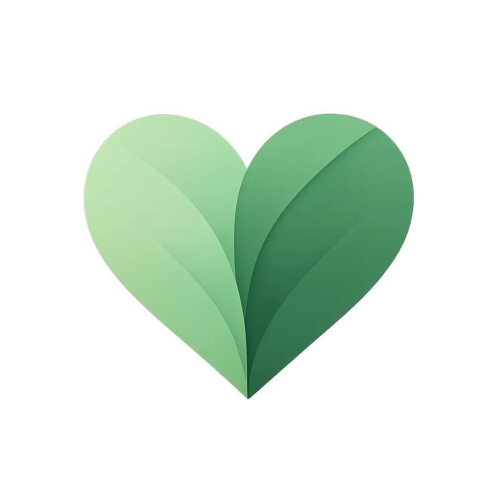 Heart Logo template featuring green overlapping leaf shapes