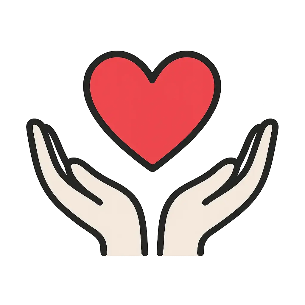 Heart Logo template with red heart and hands