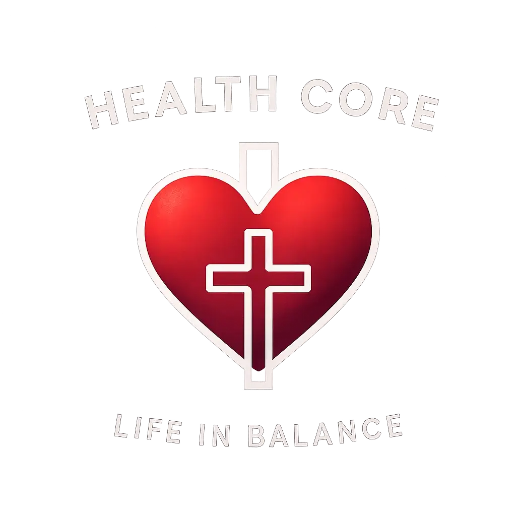 Heart Logo template with bold cross and modern text