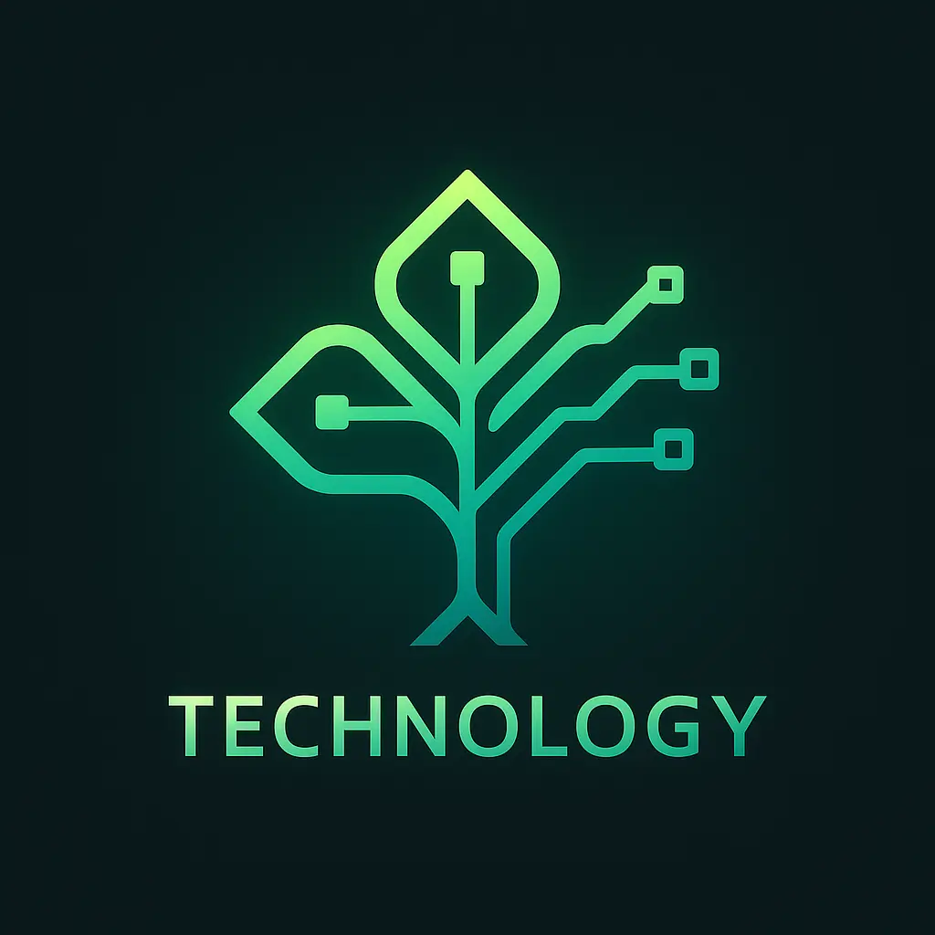 Technology Logo template with abstract tree and digital elements