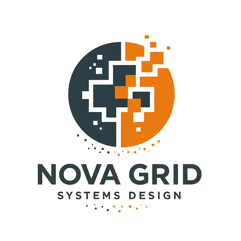 Technology Logo template with pixel grid and bold layout