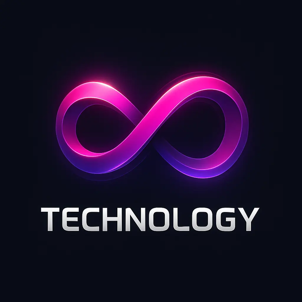 Dynamic Technology Logo template with glowing infinity symbol
