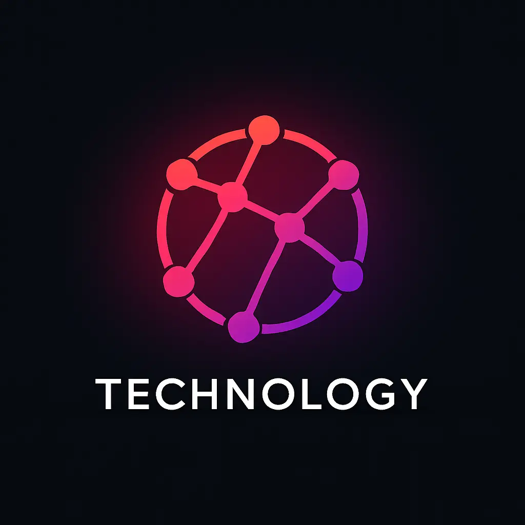 Technology Logo template with interconnected nodes and gradient colors