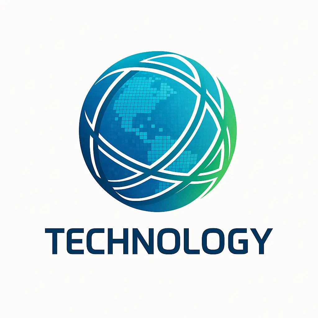Technology Logo template with digital globe and modern typography