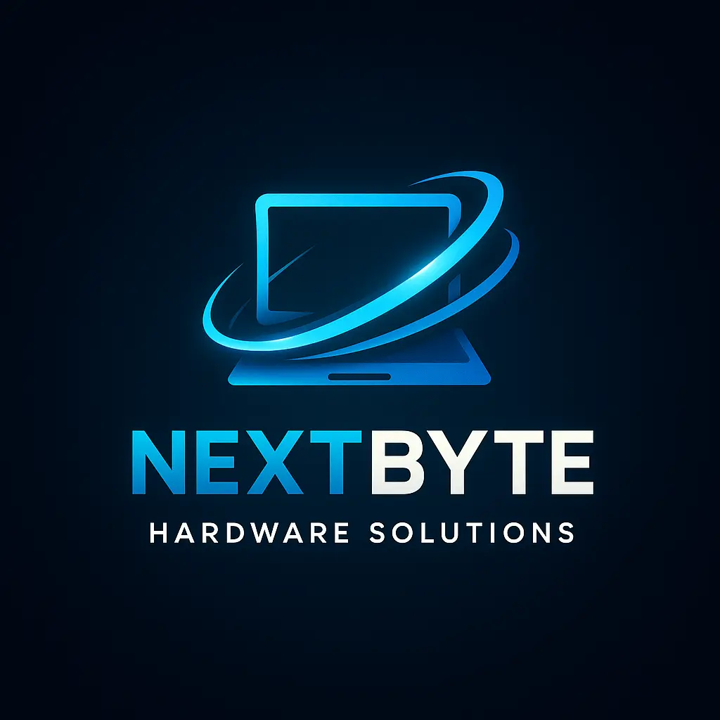 Technology Logo template with laptop and digital swoosh