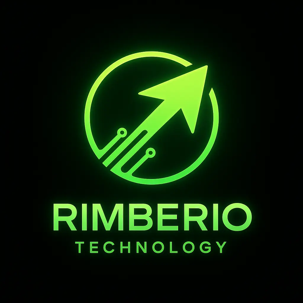 Technology Logo template with dynamic upward arrow and neon green accents