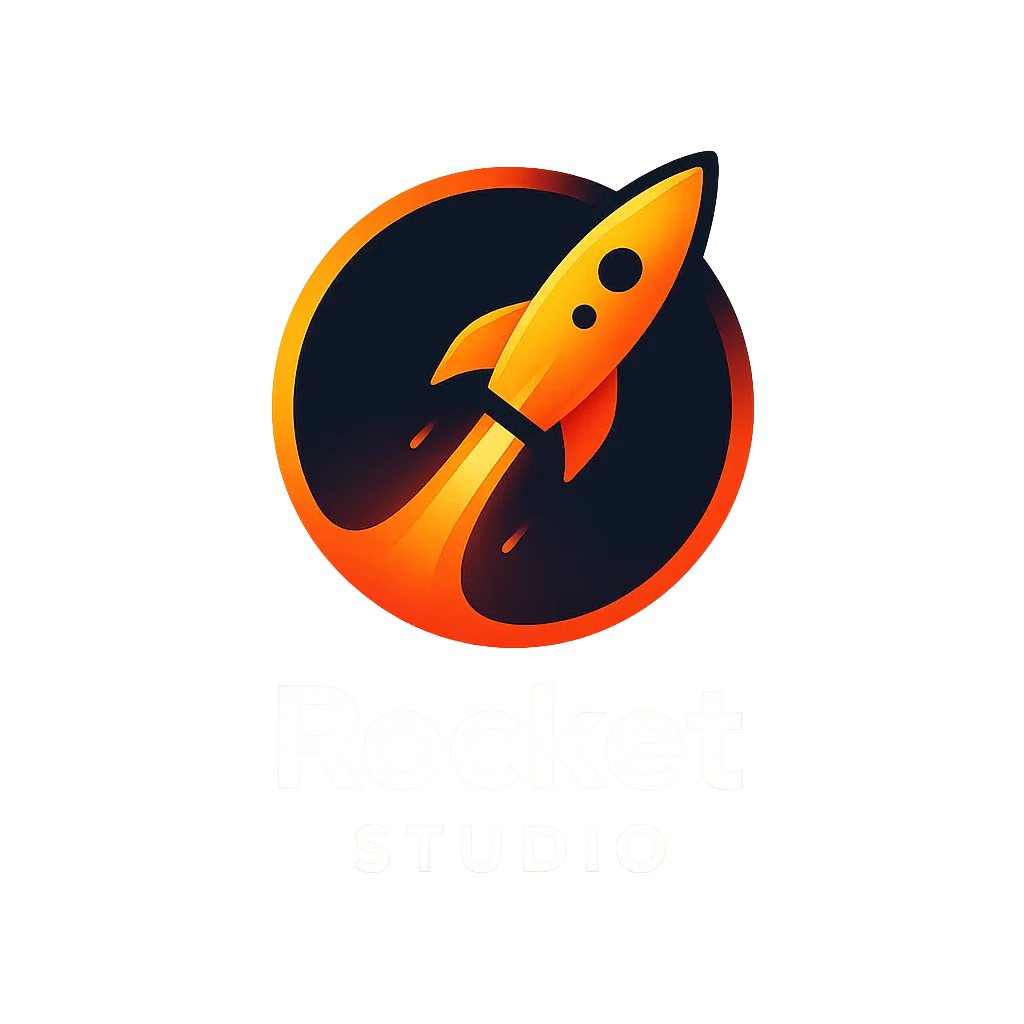 Technology Logo template with a dynamic rocket symbol and vibrant gradients