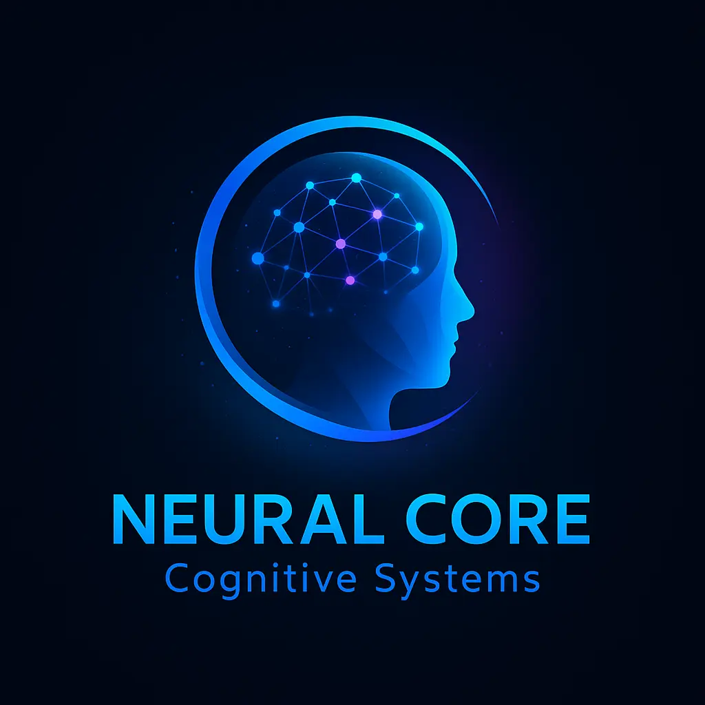 Technology Logo template with neural head and digital mesh
