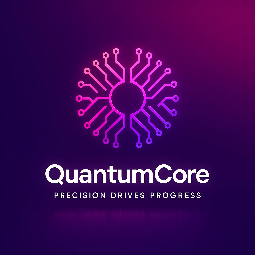 Technology Logo template with abstract circuit emblem and bold gradient