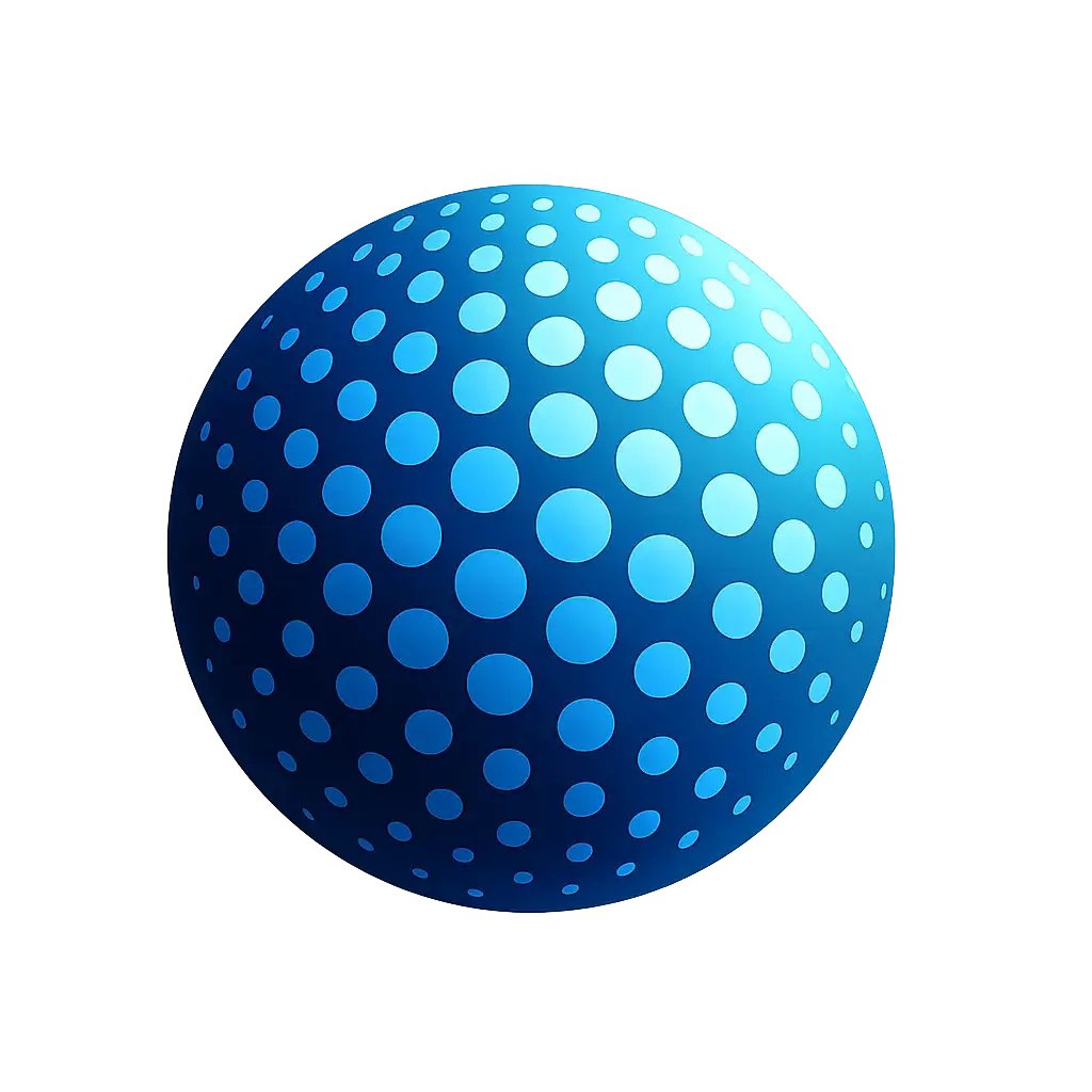 Technology Logo template with abstract blue spherical dots