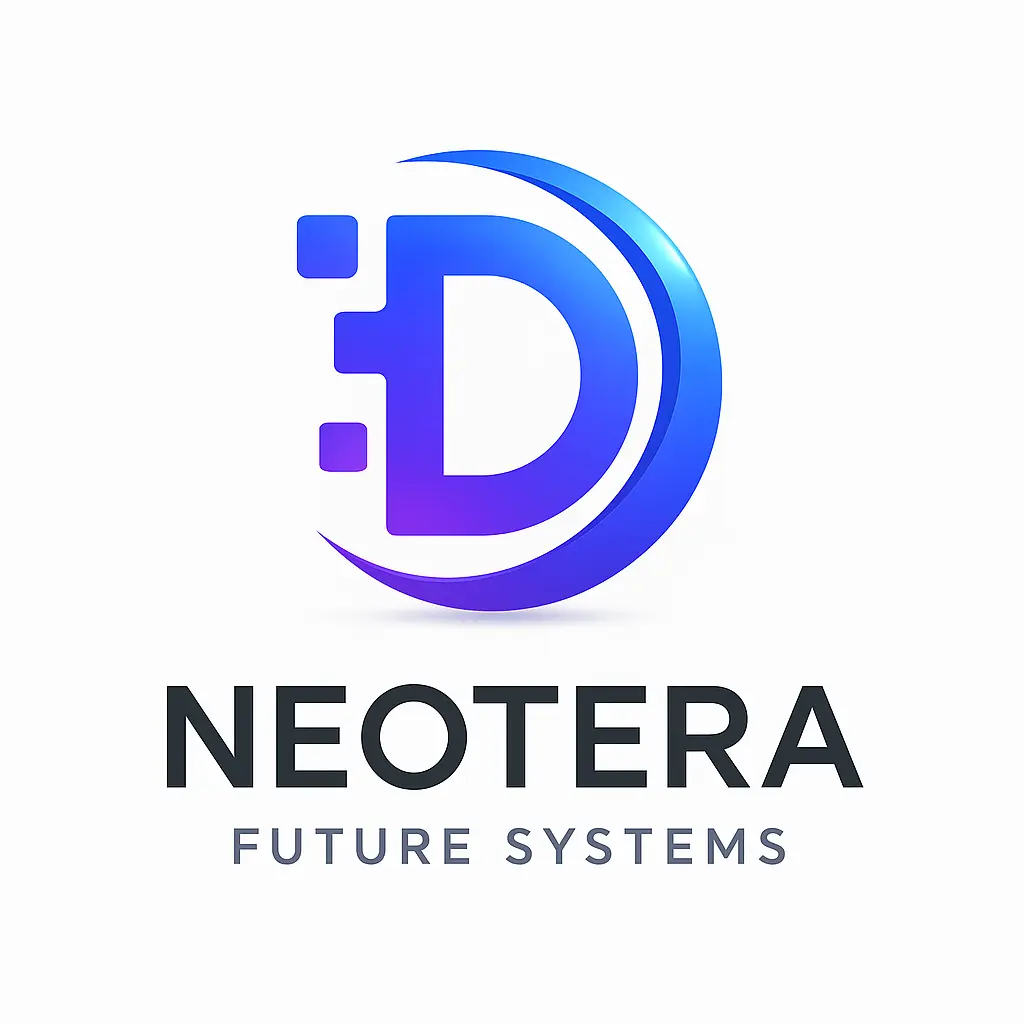 Futuristic Technology Logo template with gradient digital D symbol