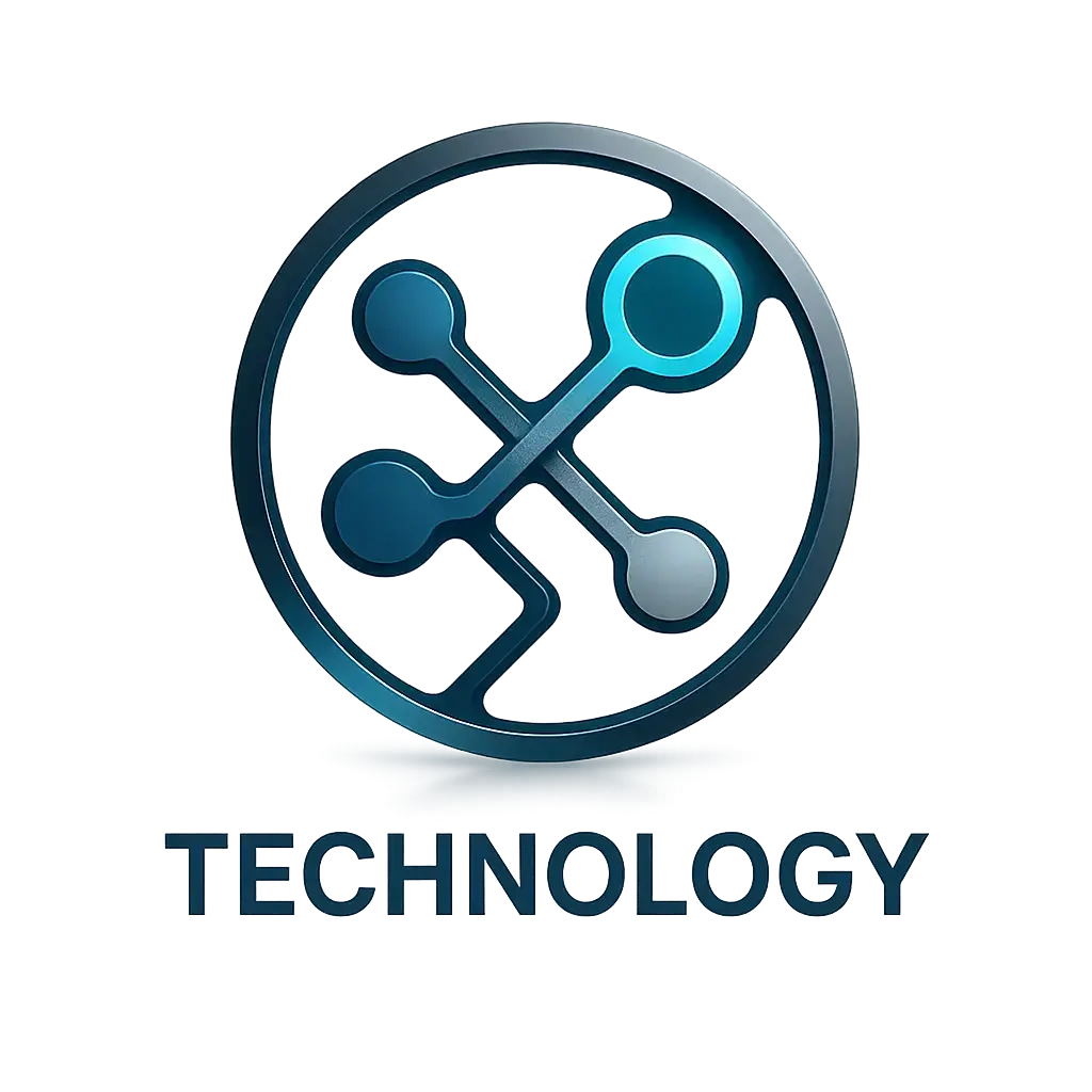 Technology Logo template featuring interconnected nodes and modern design.