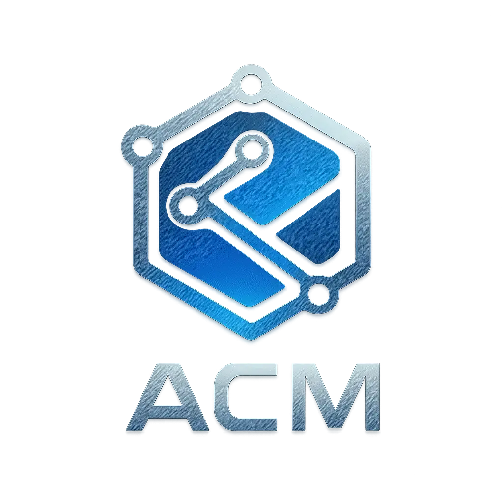 Technology Logo template with geometric shapes and gradient blues