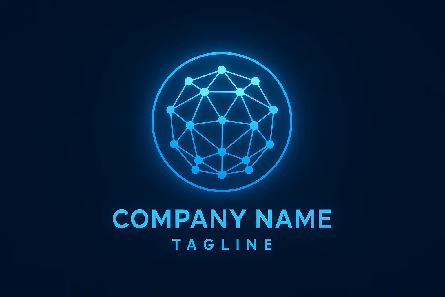 Technology Logo template with abstract sphere and geometric typography