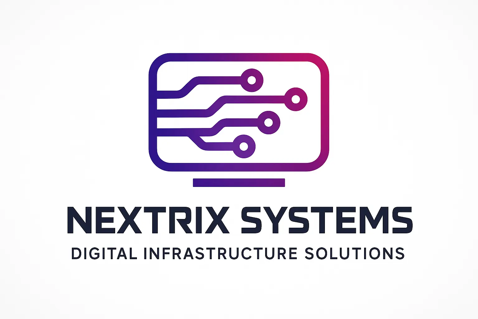 Technology Logo template with abstract interconnected nodes and neon accents