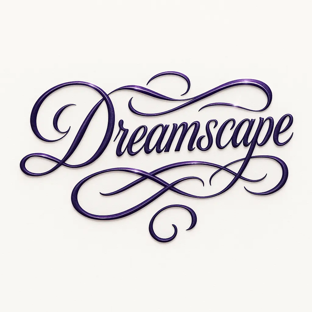 Dreamscape Typography Logo template with elegant custom script and violet tones