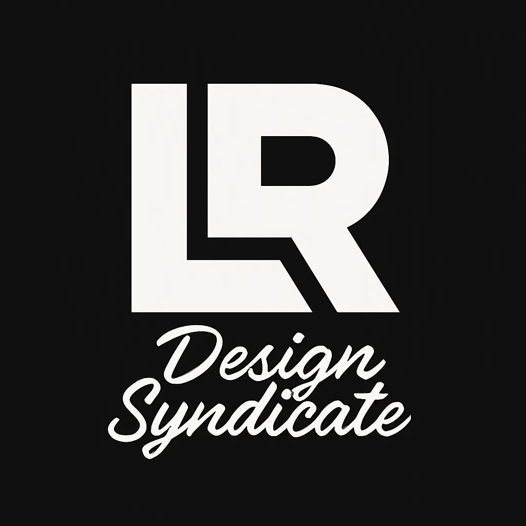 Bold LR Typography Logo template with cursive tagline