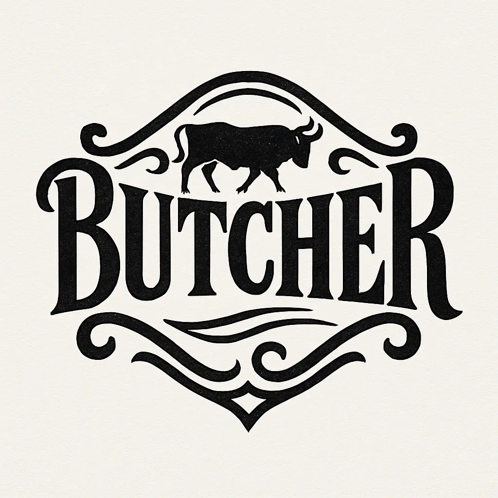 Typography Logo template with premium butcher brand and bull symbol