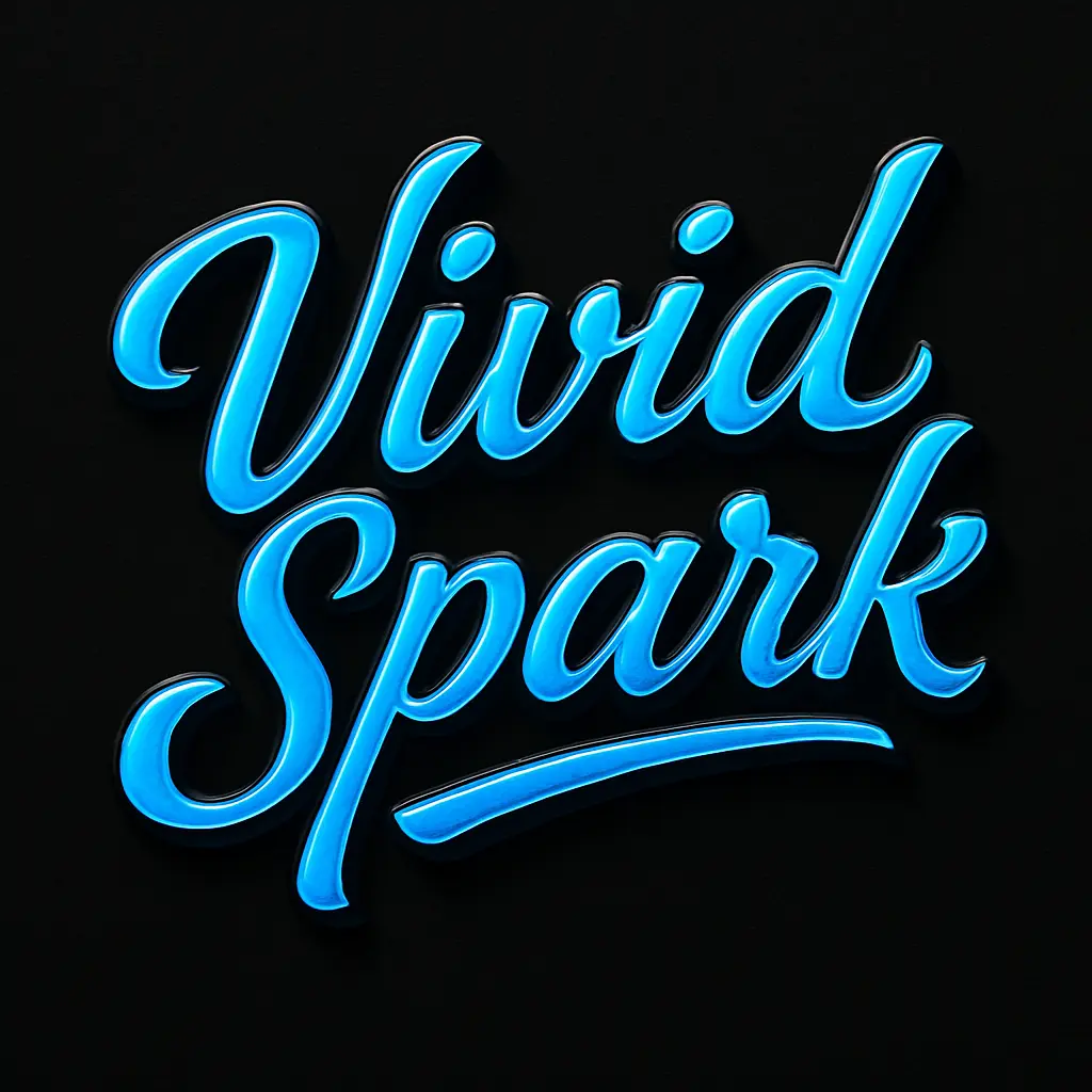 Vivid Spark Typography Logo template with bold script and neon blue accents
