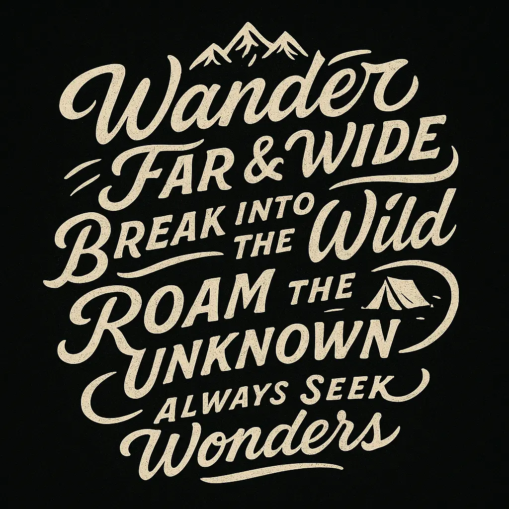 Vintage adventure-themed Typography Logo template in cream on black