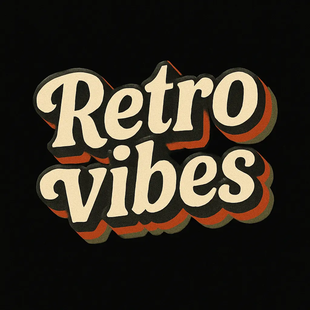 Typography Logo template with bold 'retro vibes' text and warm earth tones