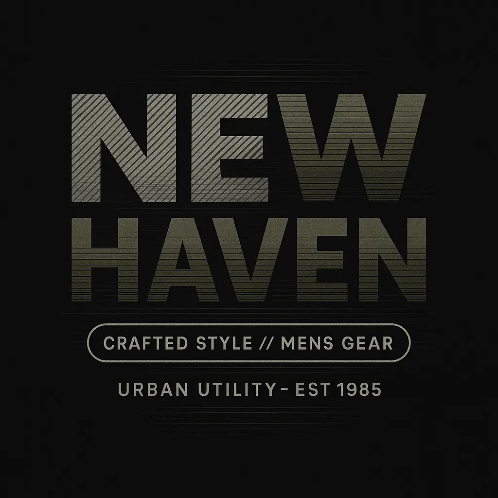 Bold NEW HAVEN Typography Logo template with textured effects