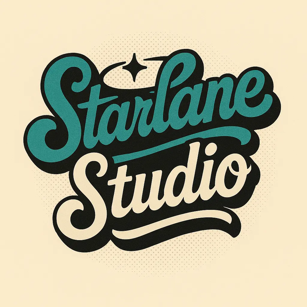 Retro-style Typography Logo template with teal and black text