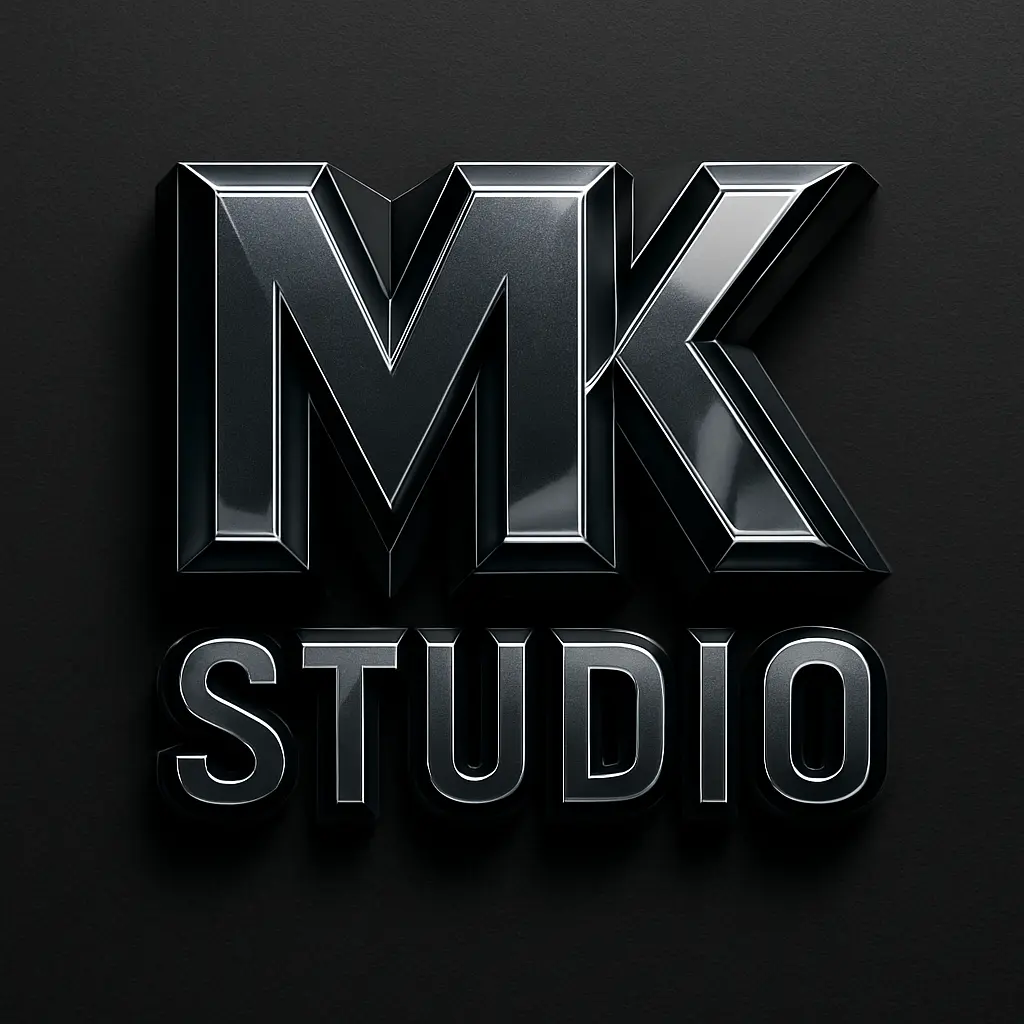 Bold 3D Typography Logo template with MK Studio initials