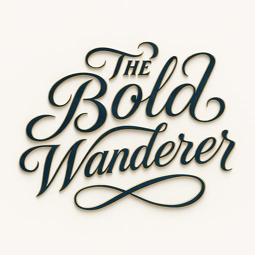 Typography Logo template with elegant script and navy blue and gold colors.