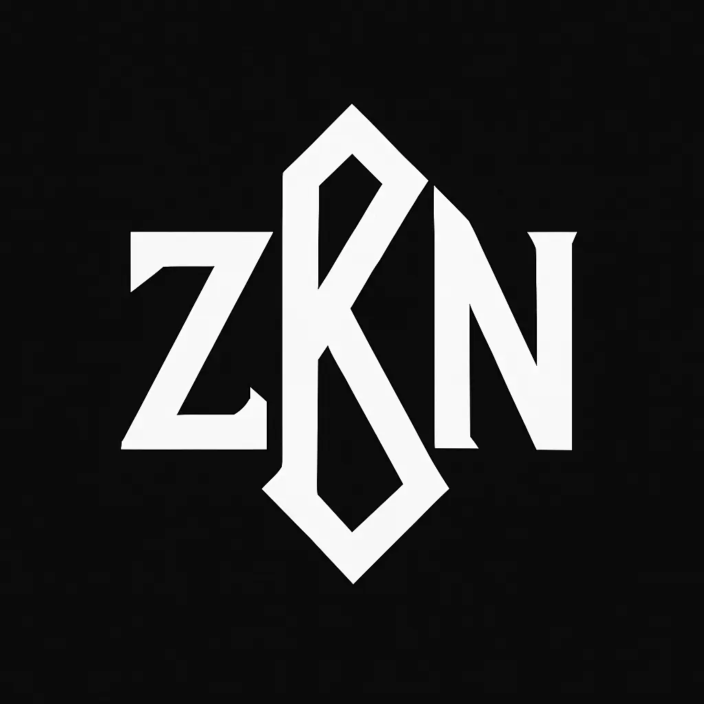 Bold geometric Typography Logo template with ZKN initials