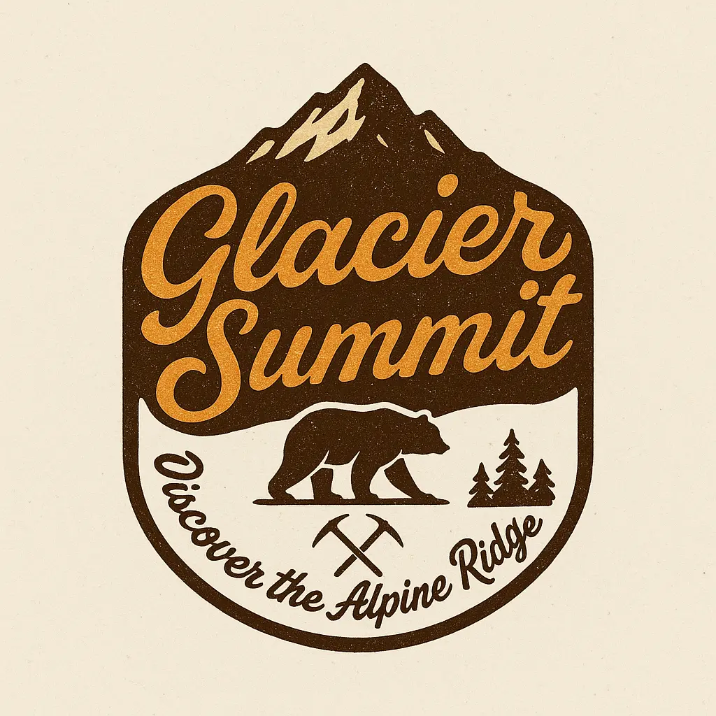 Vintage Typography Logo template with mountain badge and rustic icons