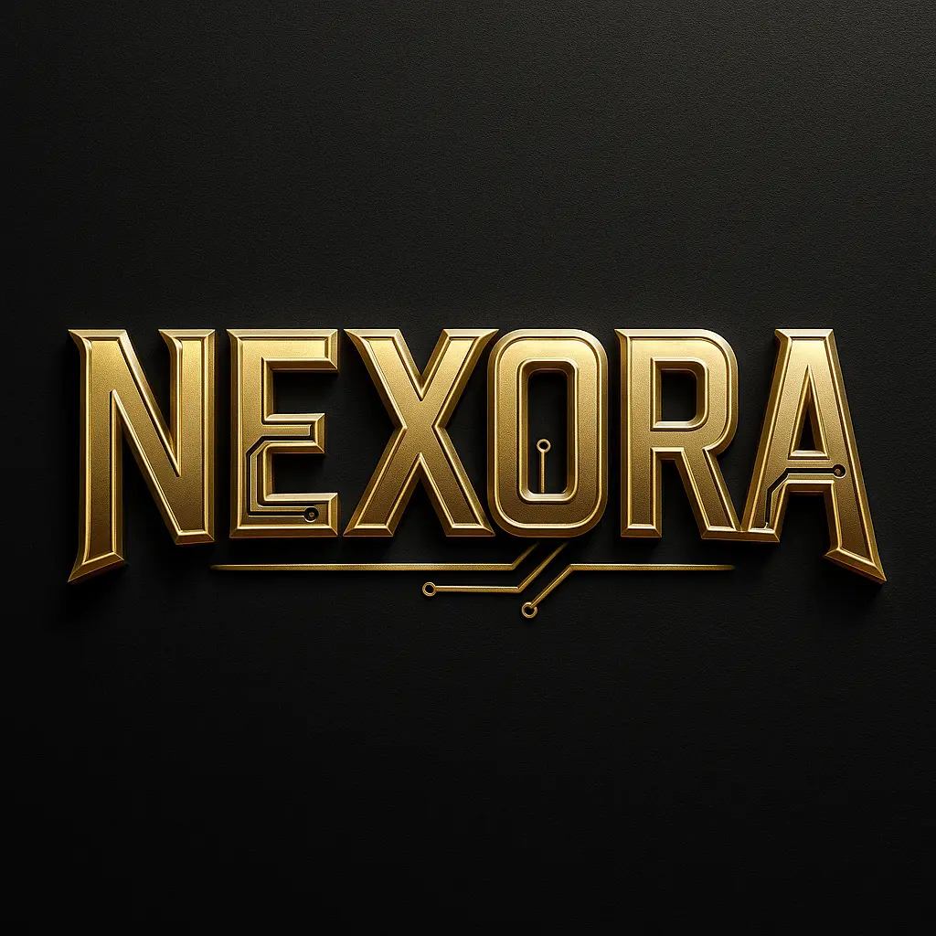 Futuristic 3D Typography Logo template with gold metallic text