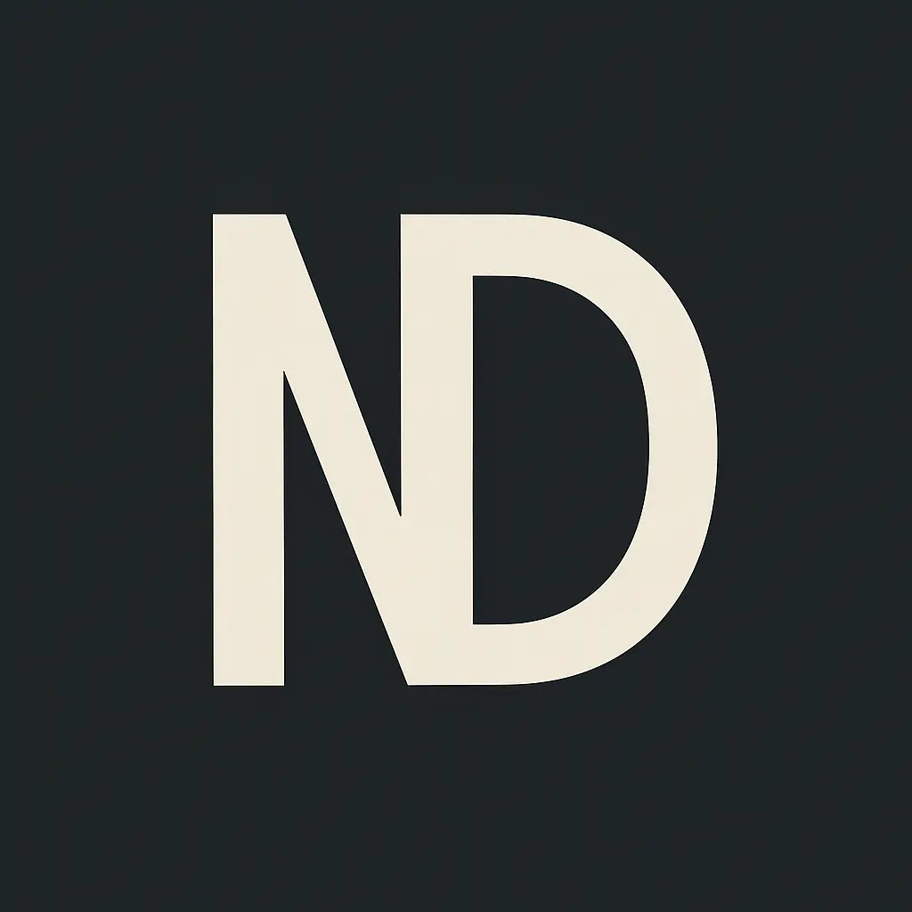 Minimalist Typography Logo template with ND initials in geometric style