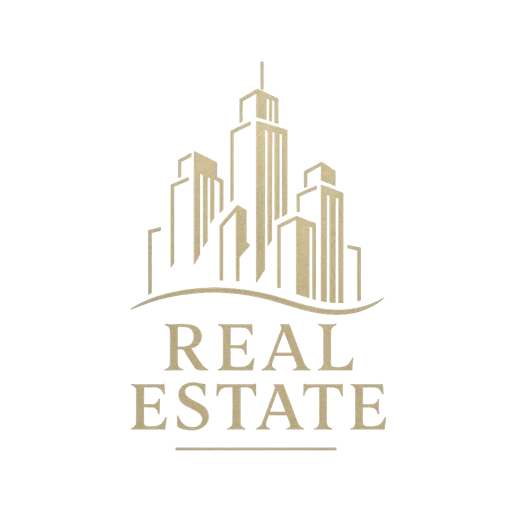 Luxury gold skyline Real Estate Logo template