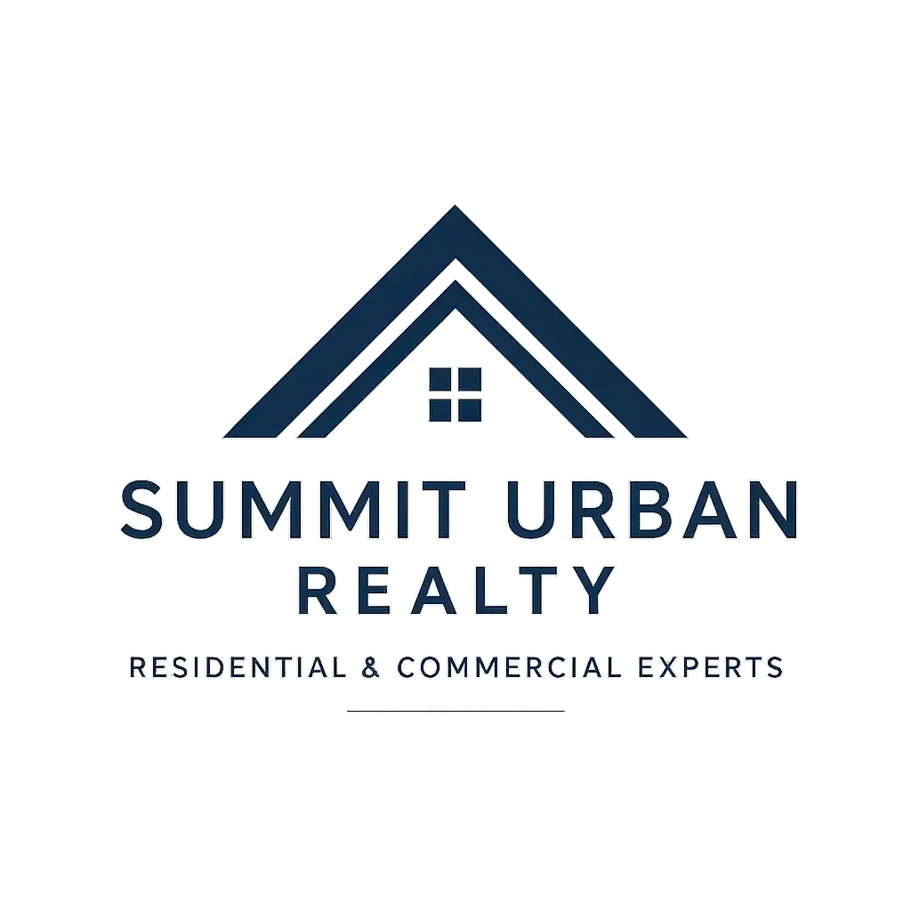 Modern Real Estate Logo template with navy roof and clean text